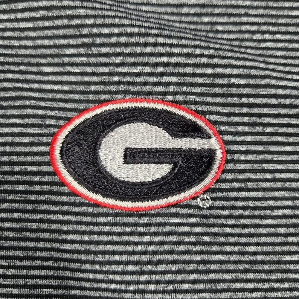 Mens Nike DriFIT Georgia Bulldogs Polo Shirt Medium Striped Medium  Gray Black